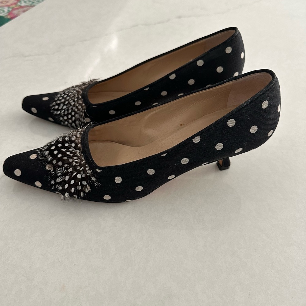 Manolo Blahnik Black & White Polka Dot Pumps size 38